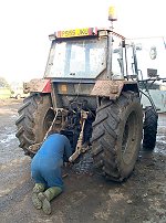 Dave mends a tractor